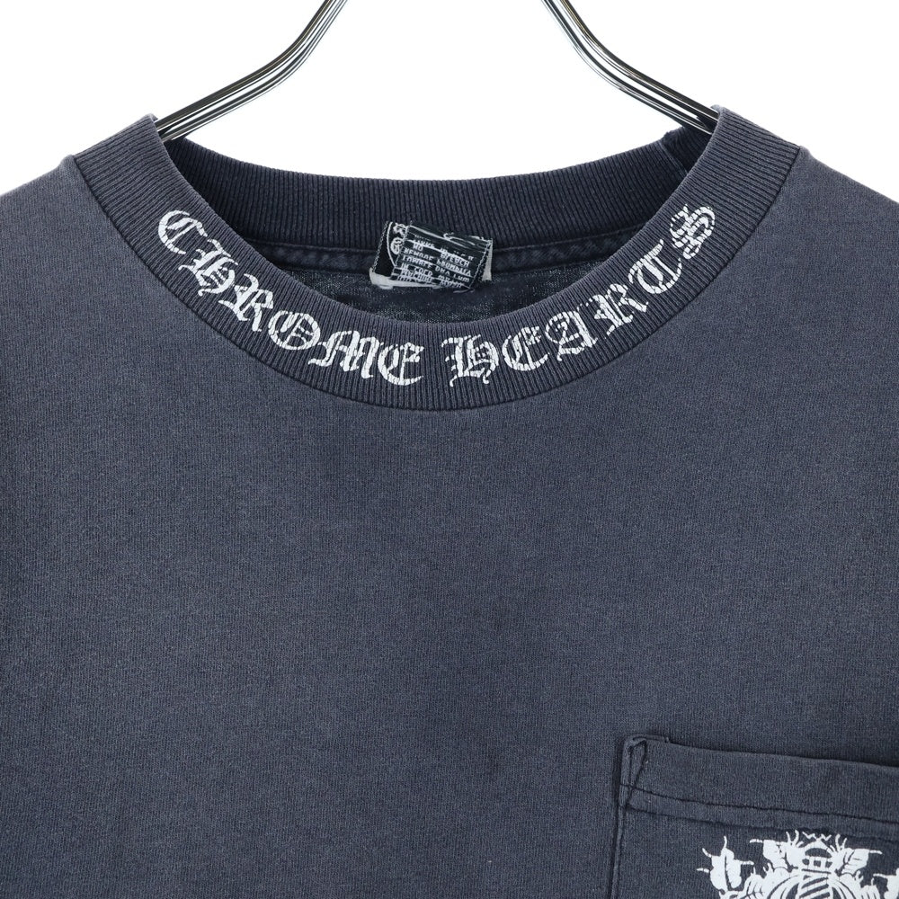 CHROME HEARTS(クロムハーツ) OLD オールド スクロールラベル ダガー ネックプリント 半袖Tシャツ カットソー グレー