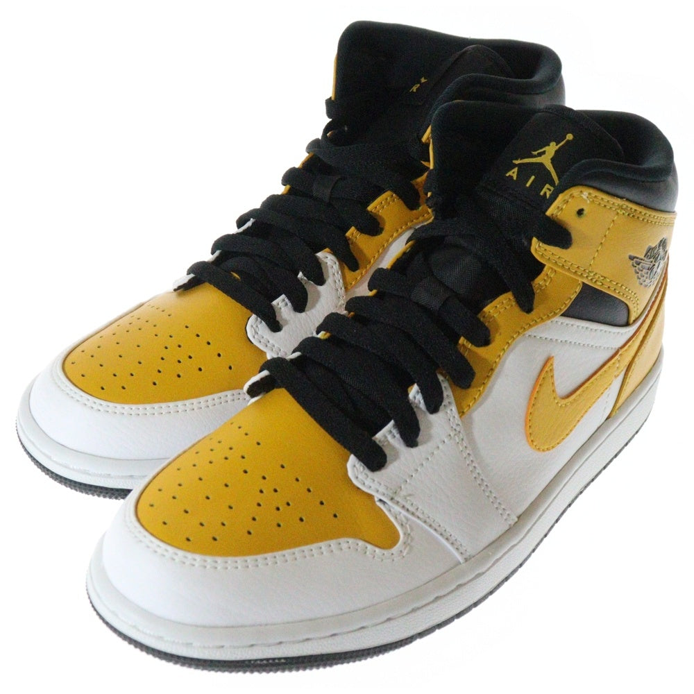 NIKE(ナイキ) AIR JORDAN 1 MID UNIVERSITY GOLD 554724-170 エアジョーダン1 ユニバーシティゴールド ミッドカットスニーカー ホワイト/イエロー US8/26cm