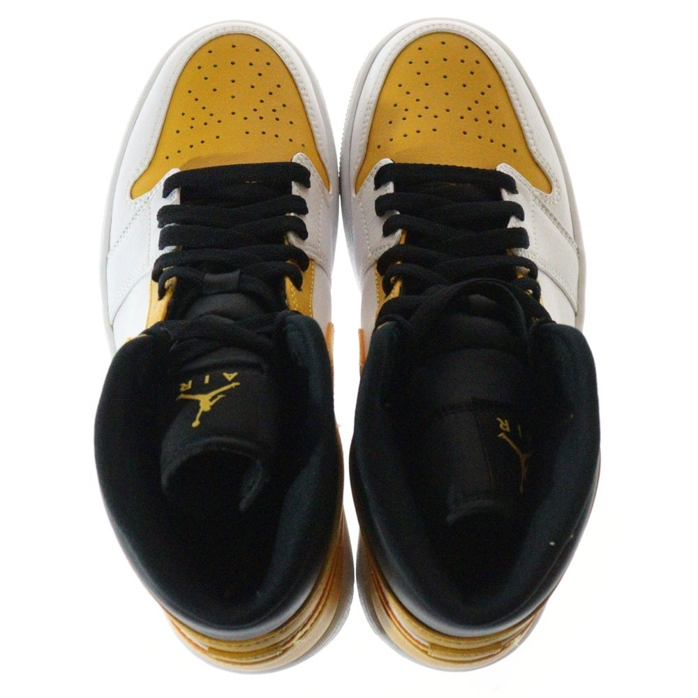 NIKE(ナイキ) AIR JORDAN 1 MID UNIVERSITY GOLD 554724-170 エアジョーダン1 ユニバーシティゴールド ミッドカットスニーカー ホワイト/イエロー US8/26cm