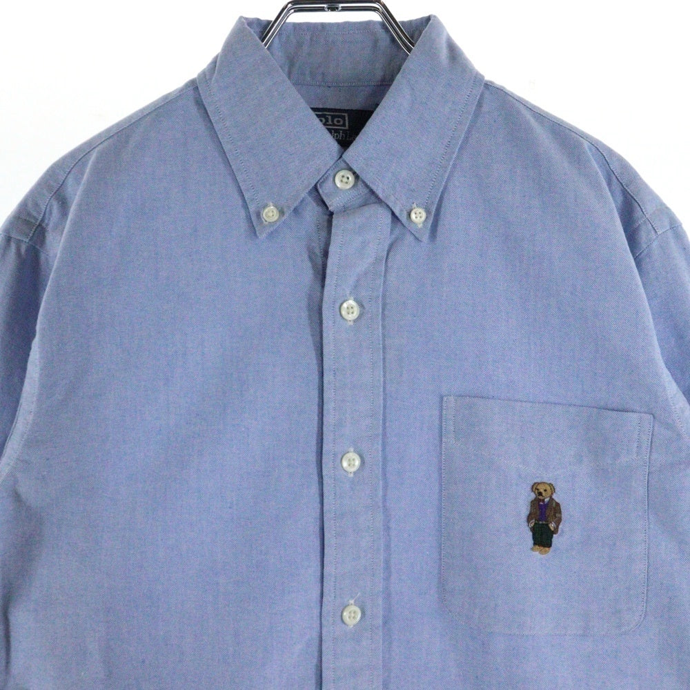 POLO RALPH LAUREN(ポロラルフローレン) ポロベア ロゴ刺繍 ボタンダウン コットン 長袖シャツ ブルー