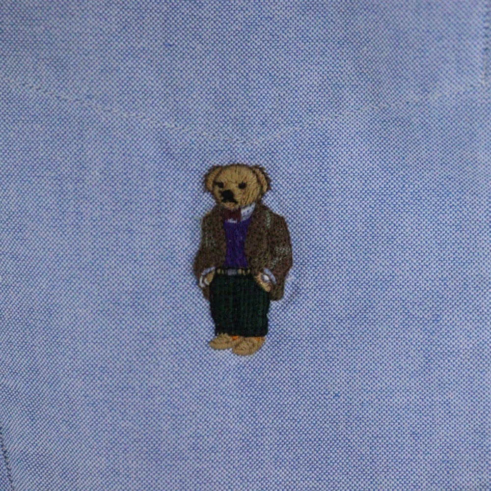 POLO RALPH LAUREN(ポロラルフローレン) ポロベア ロゴ刺繍 ボタンダウン コットン 長袖シャツ ブルー