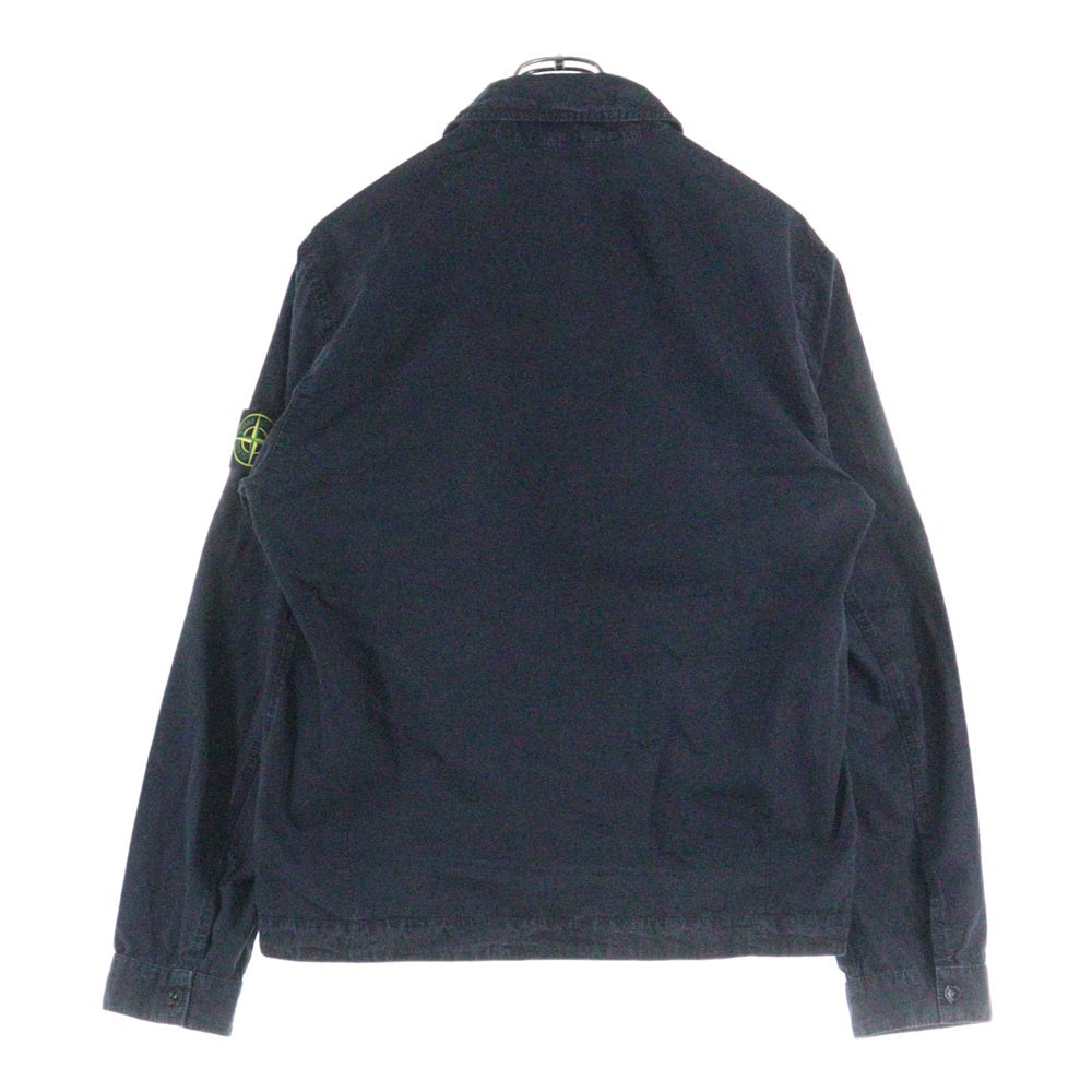 STONE ISLAND(ストーンアイランド) Cotton Shirt コットン シャツジャケット ジップアップジャケット ブルゾン 袖ロゴワッペン ネイビー K1S151200032S00WN