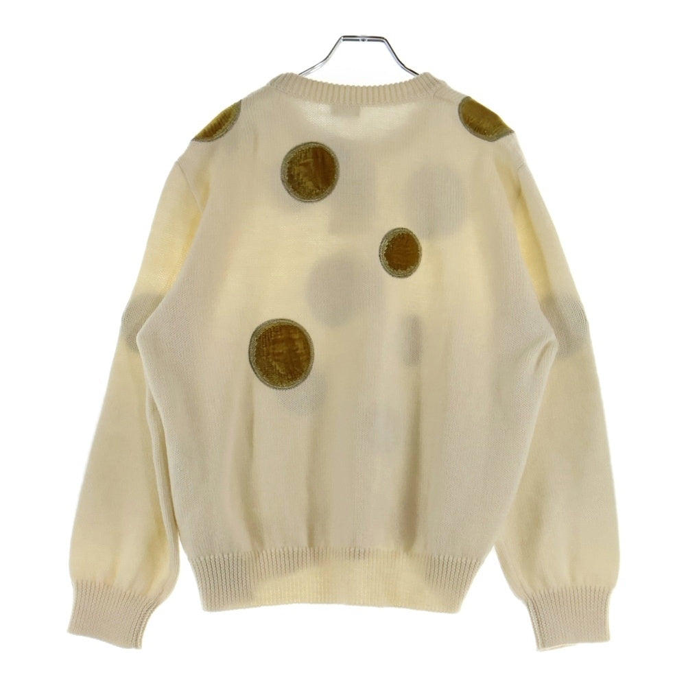 CELINE(セリーヌ) 23AW velvet coin Knit Sweater ベルベット コイン ニット セーター クルーネック ホワイト/イエロー 2AD3T270W