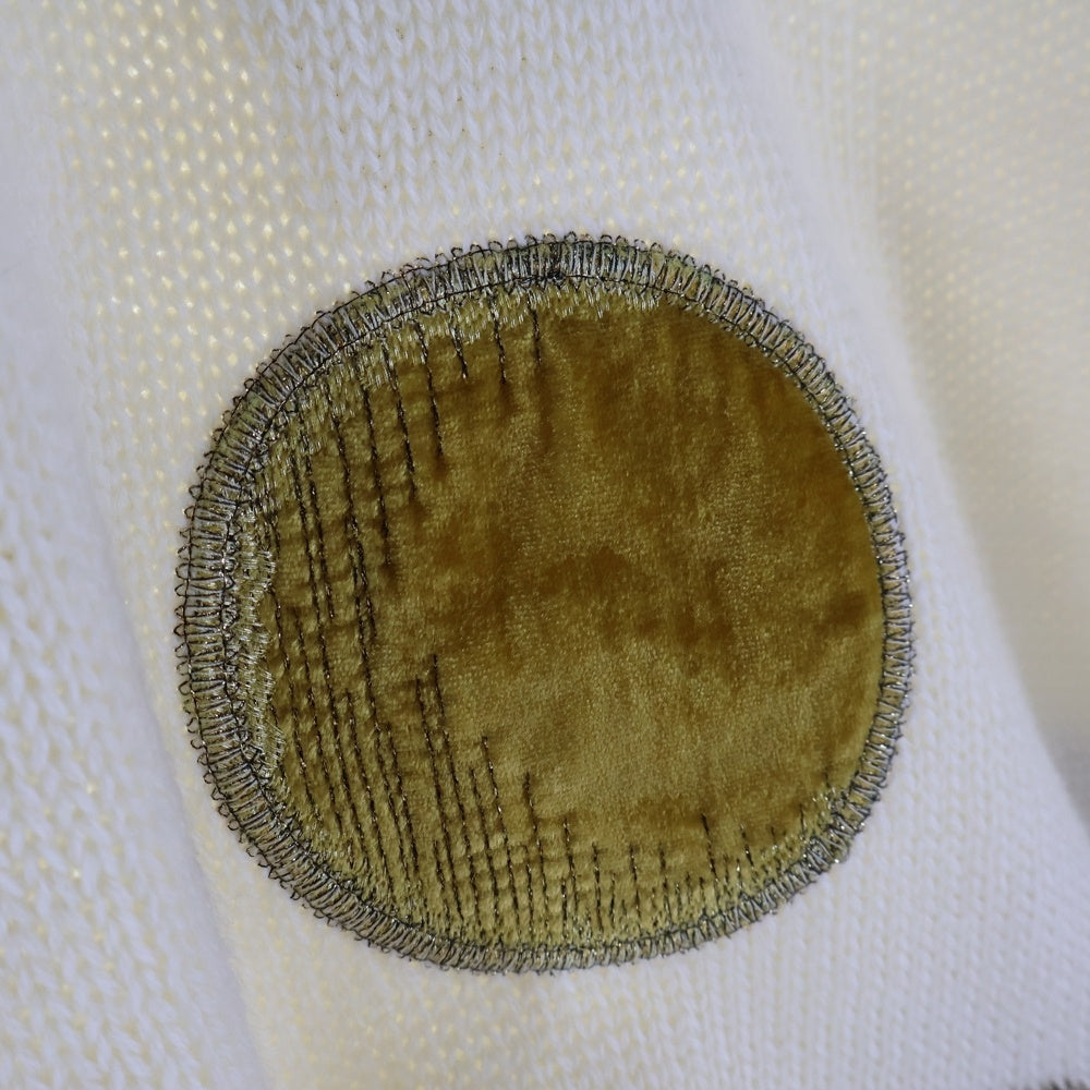 CELINE(セリーヌ) 23AW velvet coin Knit Sweater ベルベット コイン ニット セーター クルーネック ホワイト/イエロー 2AD3T270W