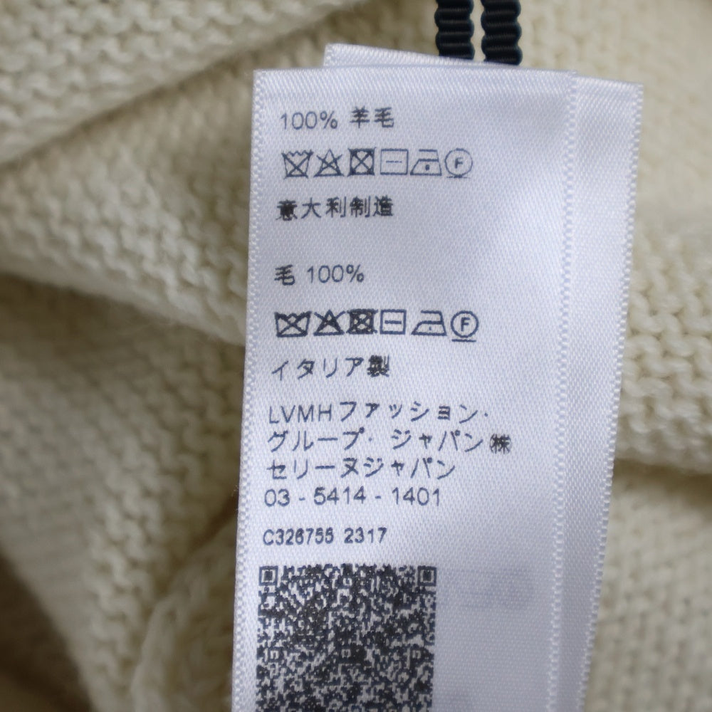 CELINE(セリーヌ) 23AW velvet coin Knit Sweater ベルベット コイン ニット セーター クルーネック ホワイト/イエロー 2AD3T270W