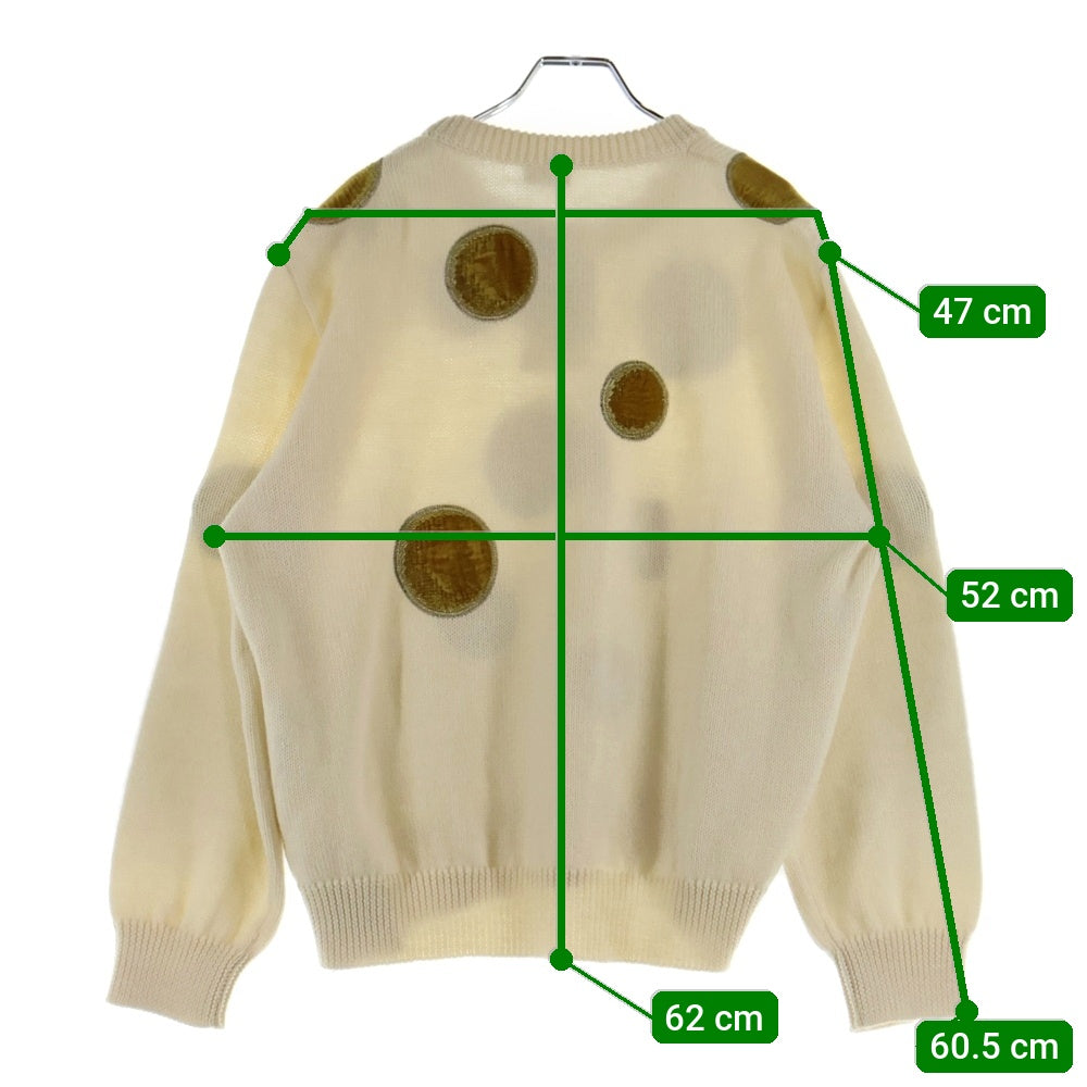 CELINE(セリーヌ) 23AW velvet coin Knit Sweater ベルベット コイン ニット セーター クルーネック ホワイト/イエロー 2AD3T270W