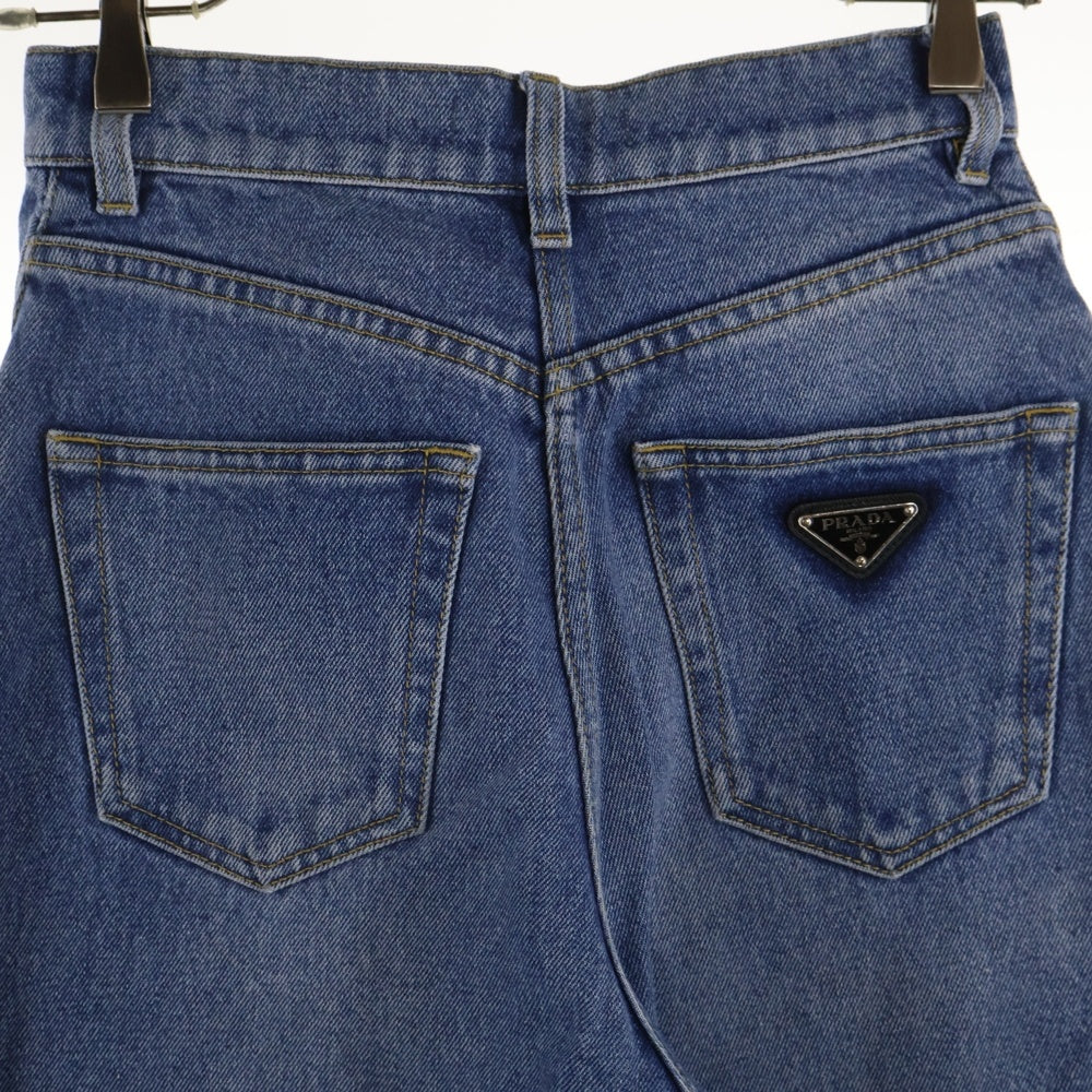 PRADA(プラダ) 三角プレート ワイドデニムパンツ ジーンズ インディゴ レディース GFP479 S221
