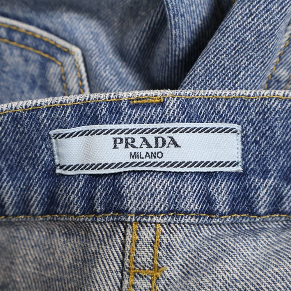 PRADA(プラダ) 三角プレート ワイドデニムパンツ ジーンズ インディゴ レディース GFP479 S221