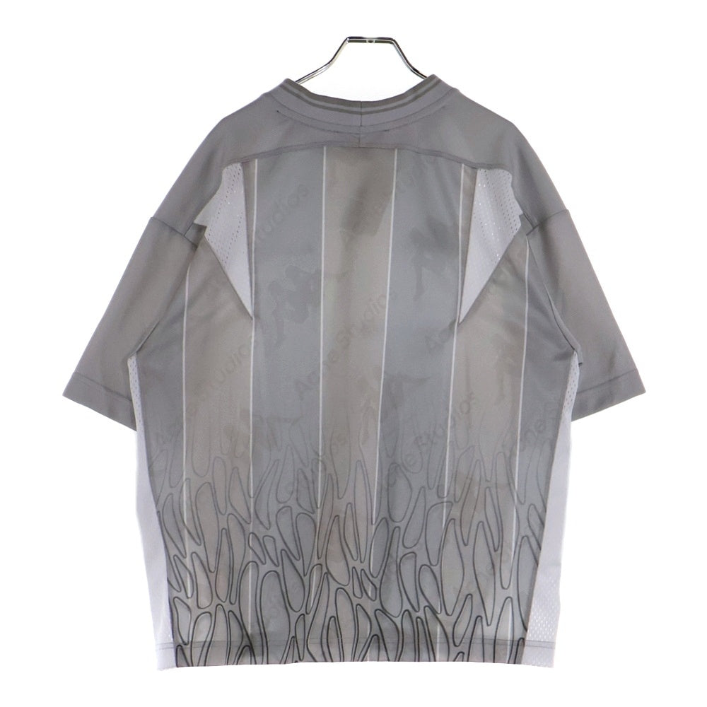 Acne Studios(アクネ ストゥディオズ) ×Kappa RUBBER LOGO MESH TEE カッパ ラバー ロゴ クルーネック 半袖カットソー グレー SP-UK-TSHI000045
