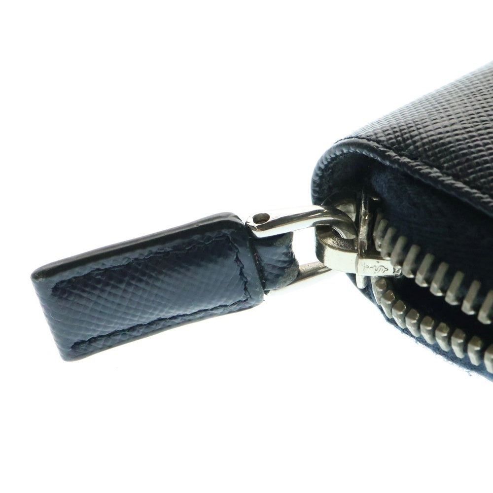 PRADA(プラダ) サフィアーノ ラウンドジップ レザー ウォレット ブルー 2M1317