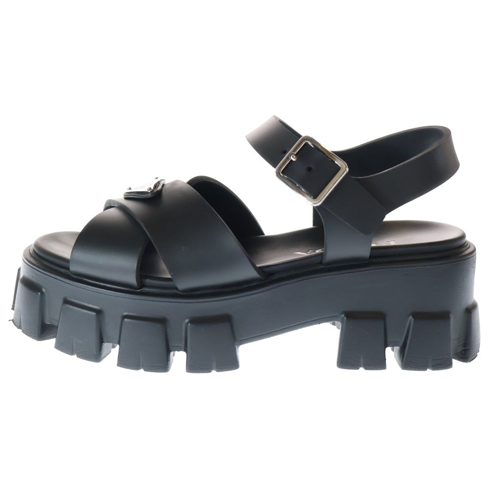 PRADA(プラダ) モノリス ラバー サンダル トライアングルロゴ 厚底 ブラック 1X382N /KH