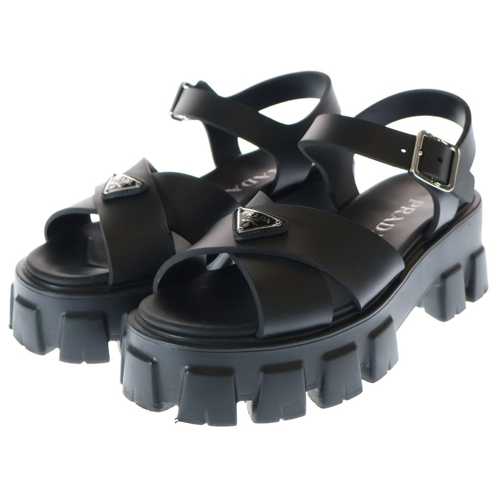 PRADA(プラダ) モノリス ラバー サンダル トライアングルロゴ 厚底 ブラック 1X382N /KH