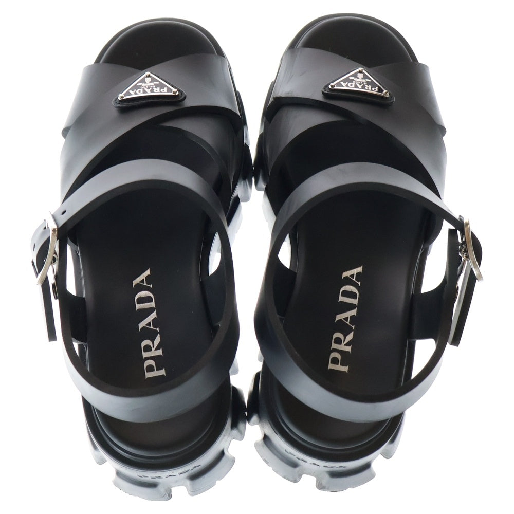 PRADA(プラダ) モノリス ラバー サンダル トライアングルロゴ 厚底 ブラック 1X382N /KH