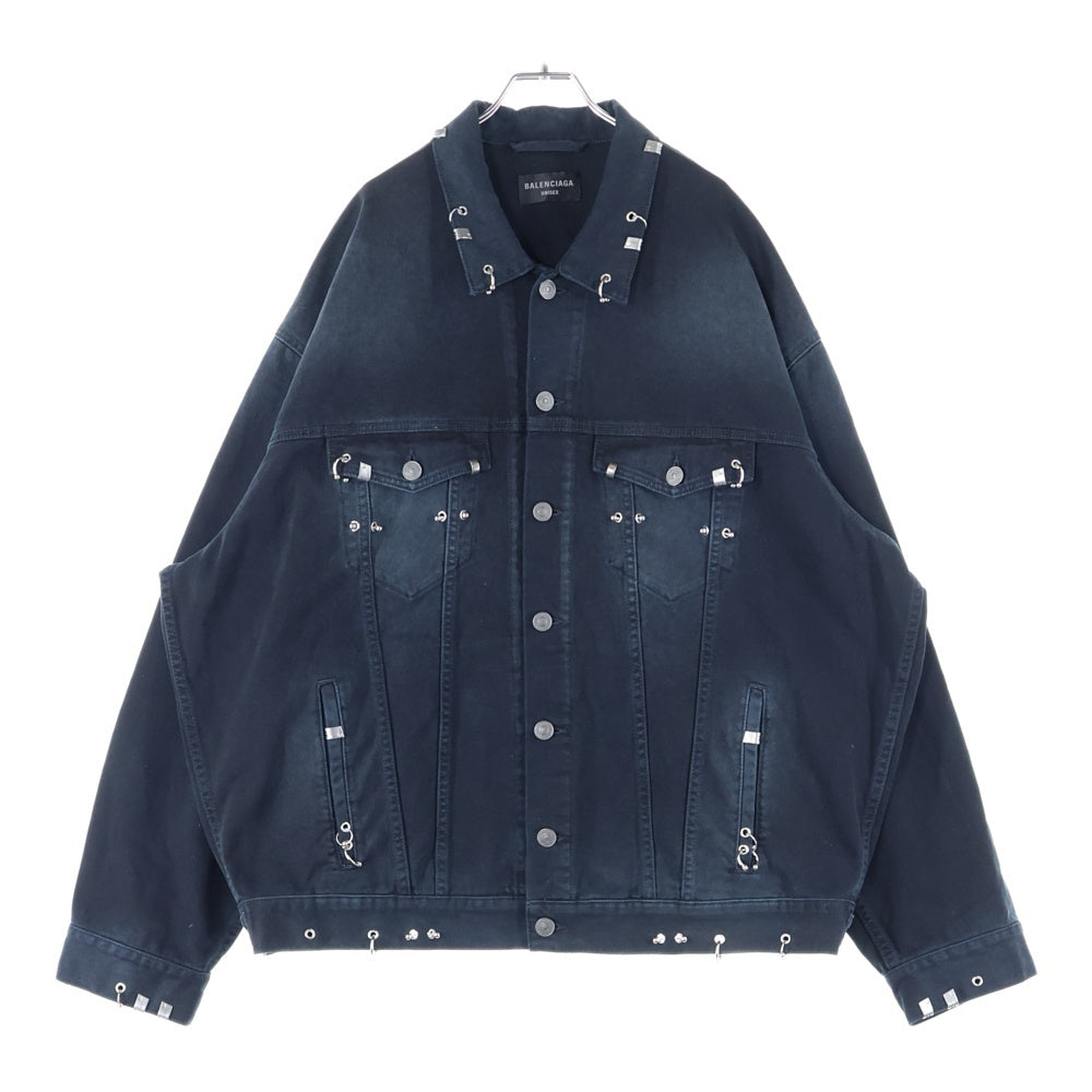 BALENCIAGA(バレンシアガ) ピアス加工オーバーサイズデニムジャケット ブラック