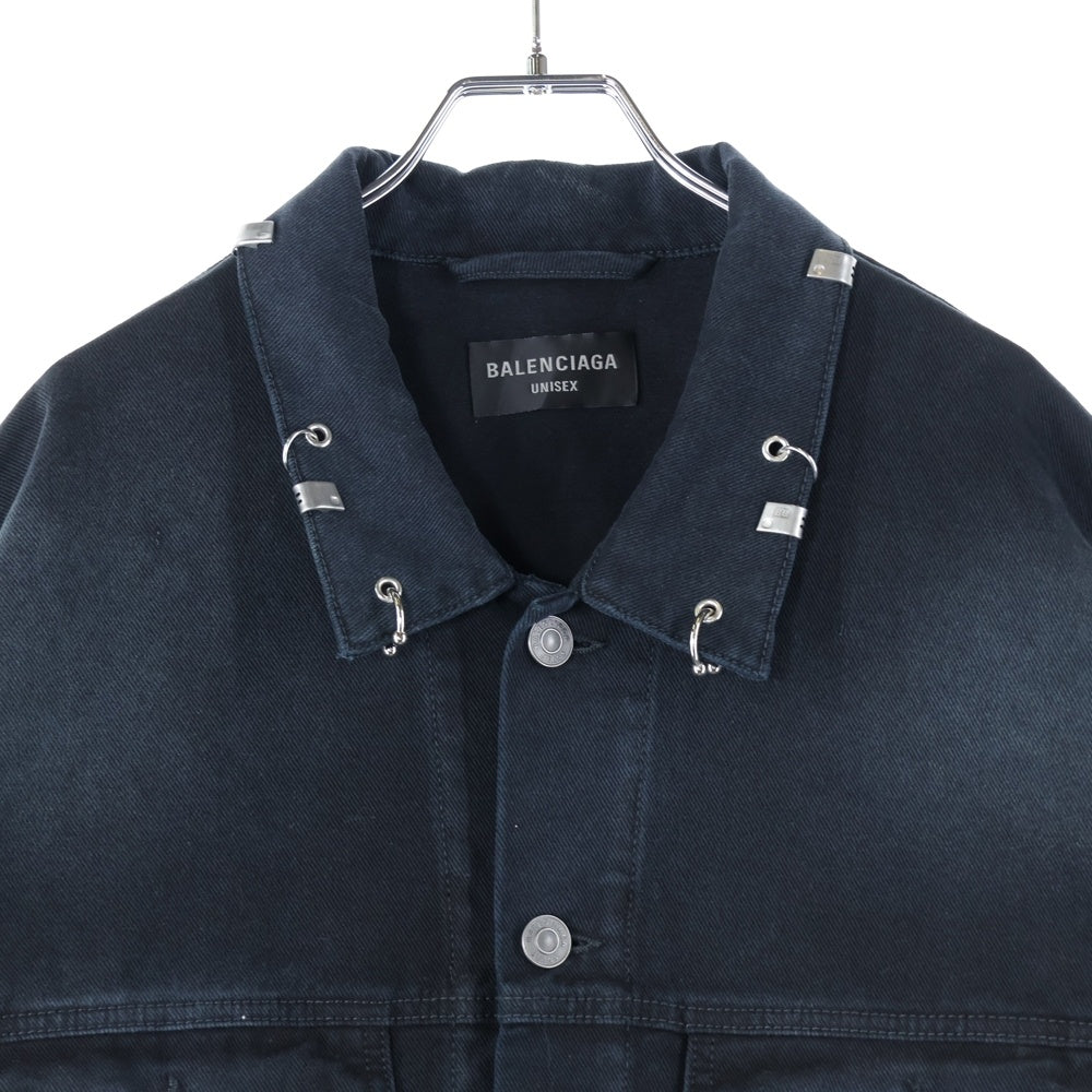 BALENCIAGA(バレンシアガ) ピアス加工オーバーサイズデニムジャケット ブラック
