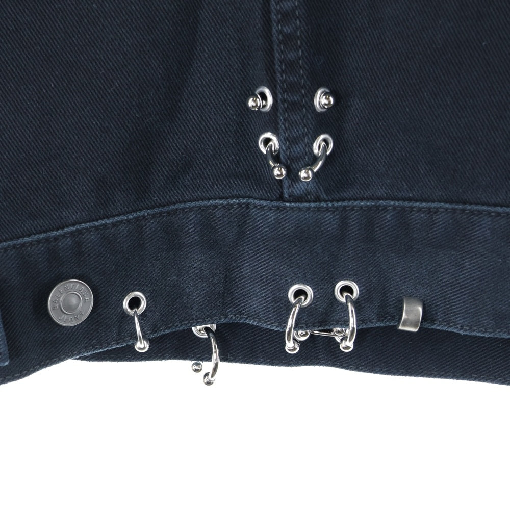 BALENCIAGA(バレンシアガ) ピアス加工オーバーサイズデニムジャケット ブラック