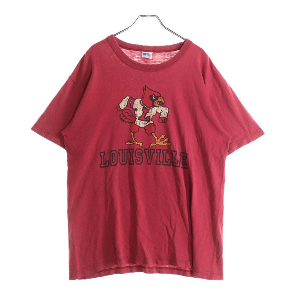 VINTAGE(ヴィンテージ) 00s RUSSELATHLETIC LOUISVILLE TEE ラッセルアスレチックス ルイビル カレッジ Tシャツ クルーネック 半袖カットソー レッド