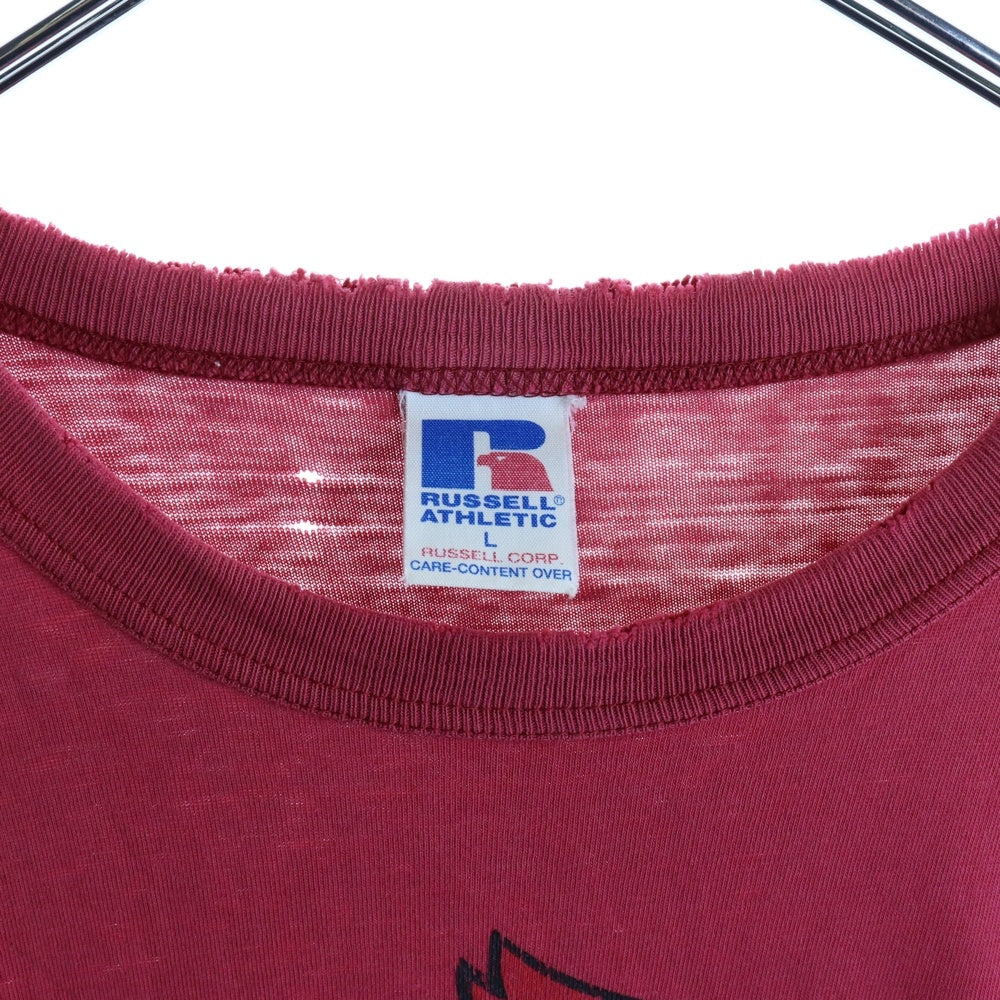 VINTAGE(ヴィンテージ) 00s RUSSELATHLETIC LOUISVILLE TEE ラッセルアスレチックス ルイビル カレッジ Tシャツ クルーネック 半袖カットソー レッド