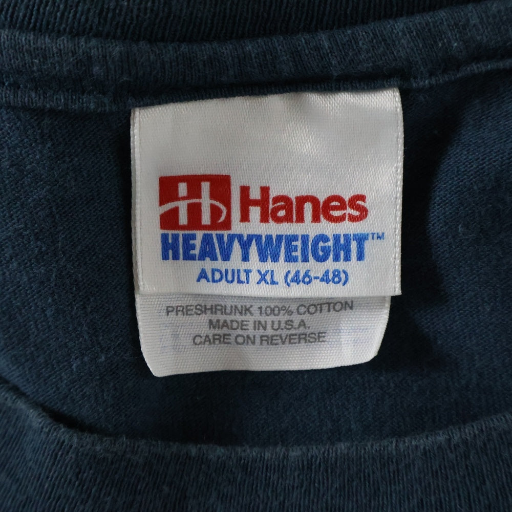 VINTAGE(ヴィンテージ) 90s RODEO ATTITUDE HANES HEAVYWEIGHT ロデオアティチュード ヘインズヘビーコットン シングルステッチ 半袖 クルーネック Tシャツ ネイビー