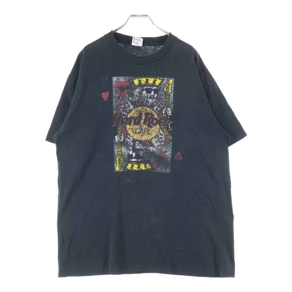 VINTAGE(ヴィンテージ) 90s HARD ROCK CAFE LASVEGAS ハードロックカフェ ラスベガス トランプ 半袖カットソー Tシャツ クルーネック ブラック