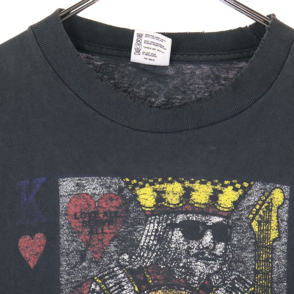 VINTAGE(ヴィンテージ) 90s HARD ROCK CAFE LASVEGAS ハードロックカフェ ラスベガス トランプ 半袖カットソー Tシャツ クルーネック ブラック