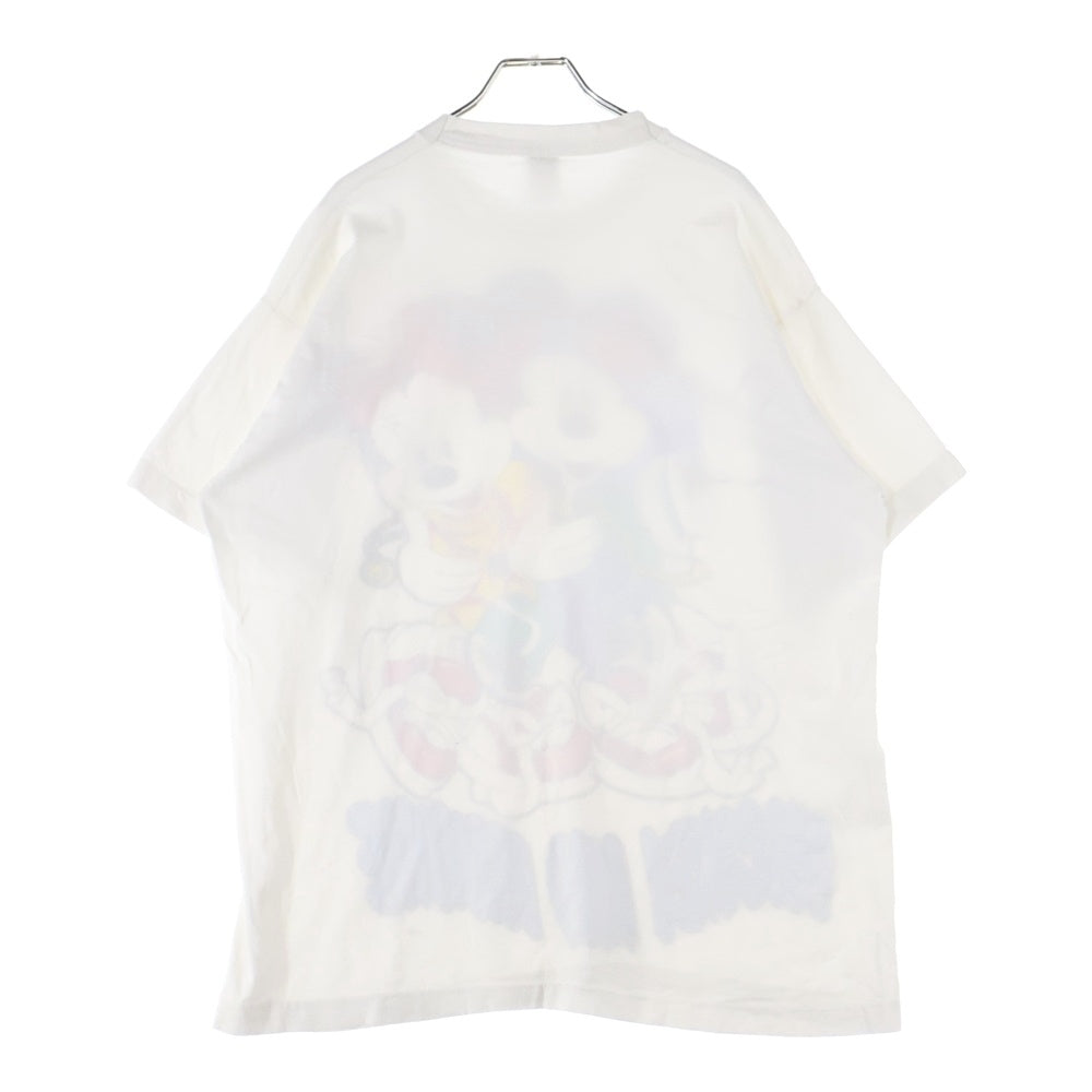 VINTAGE(ヴィンテージ) 90s Disney mickey ディズニー シルクスクリーンプリント ワンサイズ 半袖カットソー クルーネック Tシャツ ホワイト