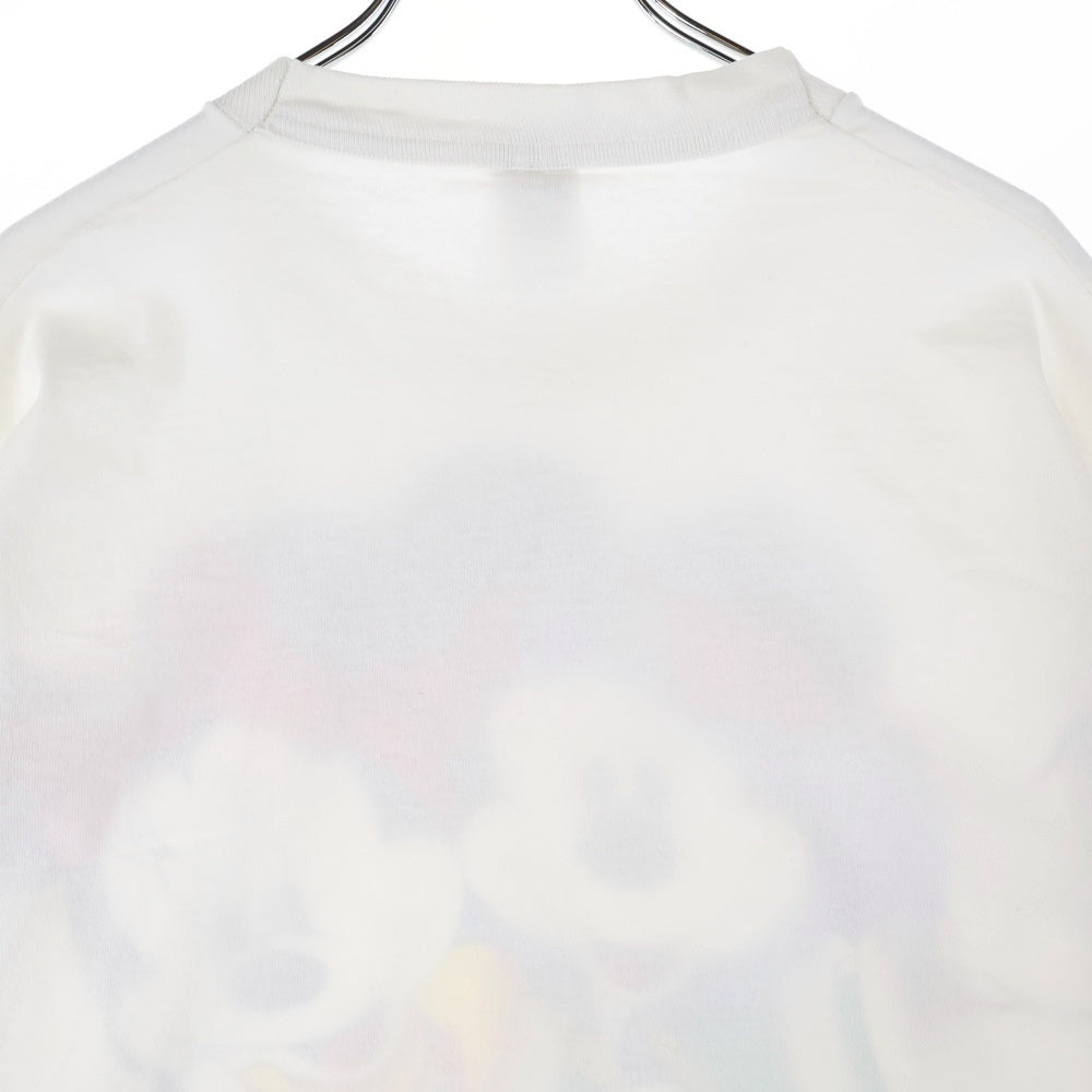 VINTAGE(ヴィンテージ) 90s Disney mickey ディズニー シルクスクリーンプリント ワンサイズ 半袖カットソー クルーネック Tシャツ ホワイト