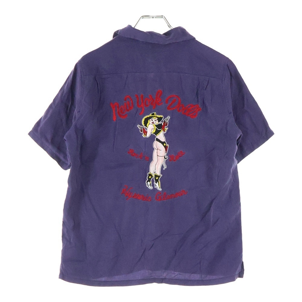 HYSTERIC GLAMOUR(ヒステリックグラマー) 開襟シャツ オープンカラーシャツ 半袖シャツ 刺繍 パープル 2AH-0780