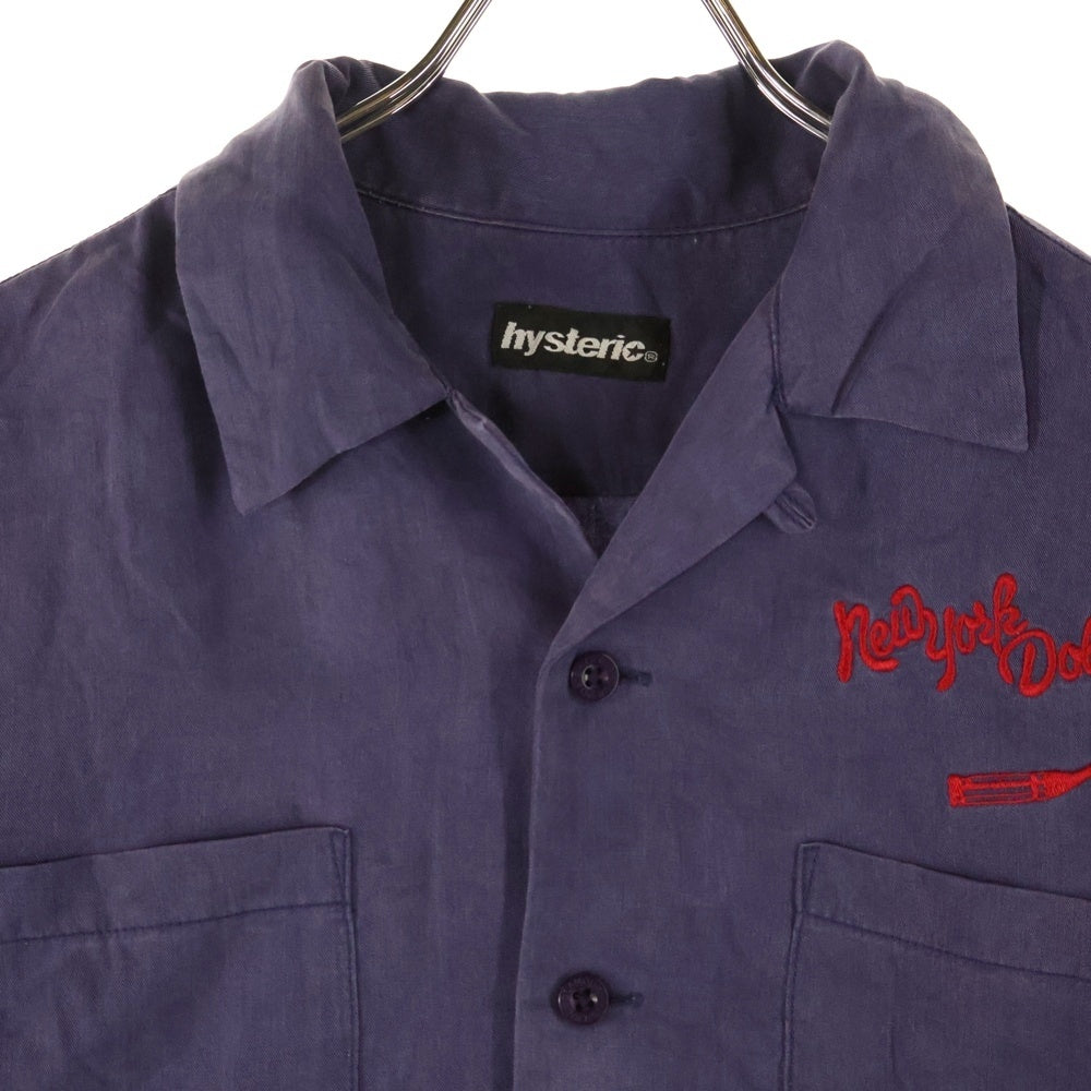 HYSTERIC GLAMOUR(ヒステリックグラマー) 開襟シャツ オープンカラーシャツ 半袖シャツ 刺繍 パープル 2AH-0780
