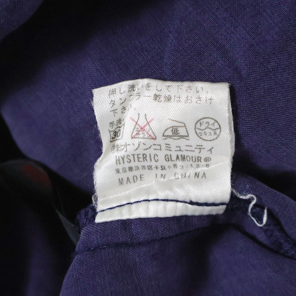 HYSTERIC GLAMOUR(ヒステリックグラマー) 開襟シャツ オープンカラーシャツ 半袖シャツ 刺繍 パープル 2AH-0780
