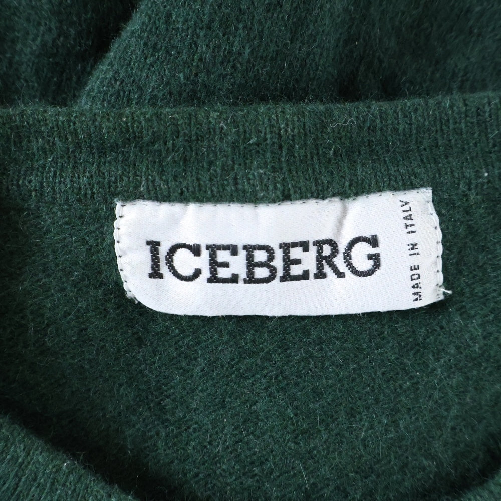 ICEBERG(アイスバーグ) ウールアンゴラブレンド アニマル 長袖ニット トレーナー グリーン レディース