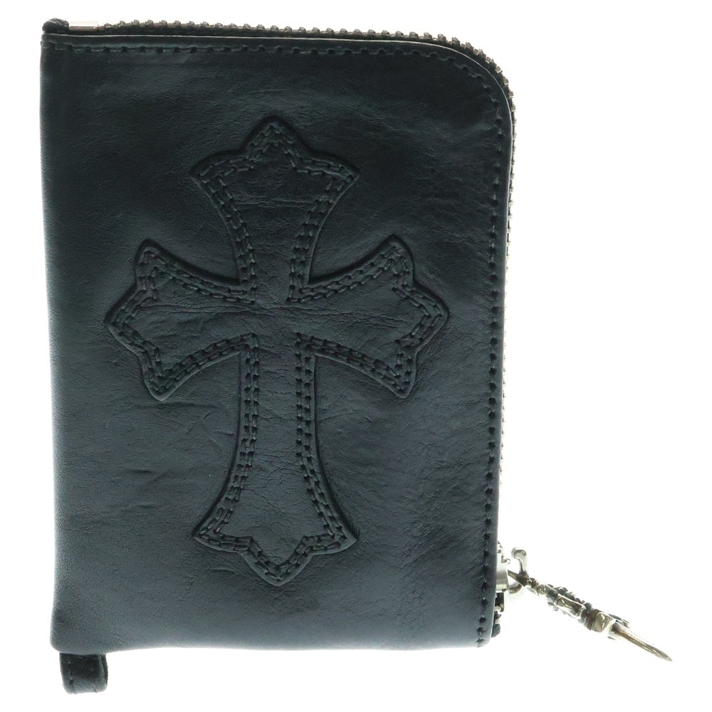 CHROME HEARTS(クロムハーツ) TINY ZIP タイニージップ クロスパッチ付き ダガージップ レザー コンパクトウォレット 財布 ブラック