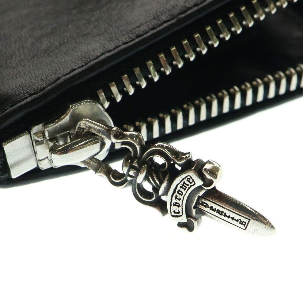 CHROME HEARTS(クロムハーツ) TINY ZIP タイニージップ クロスパッチ付き ダガージップ レザー コンパクトウォレット 財布 ブラック