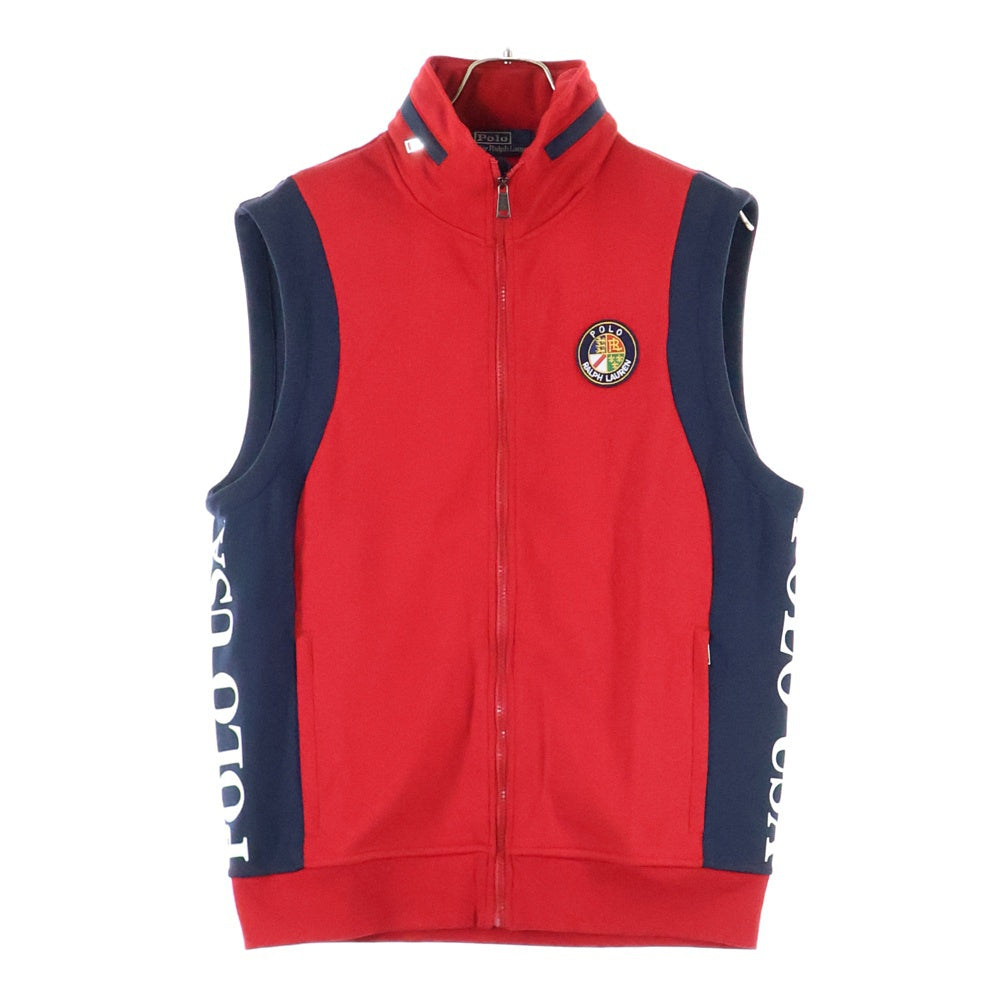 POLO RALPH LAUREN(ポロラルフローレン) 刺繍ロゴ ジップアップ ベスト レッド/ネイビー