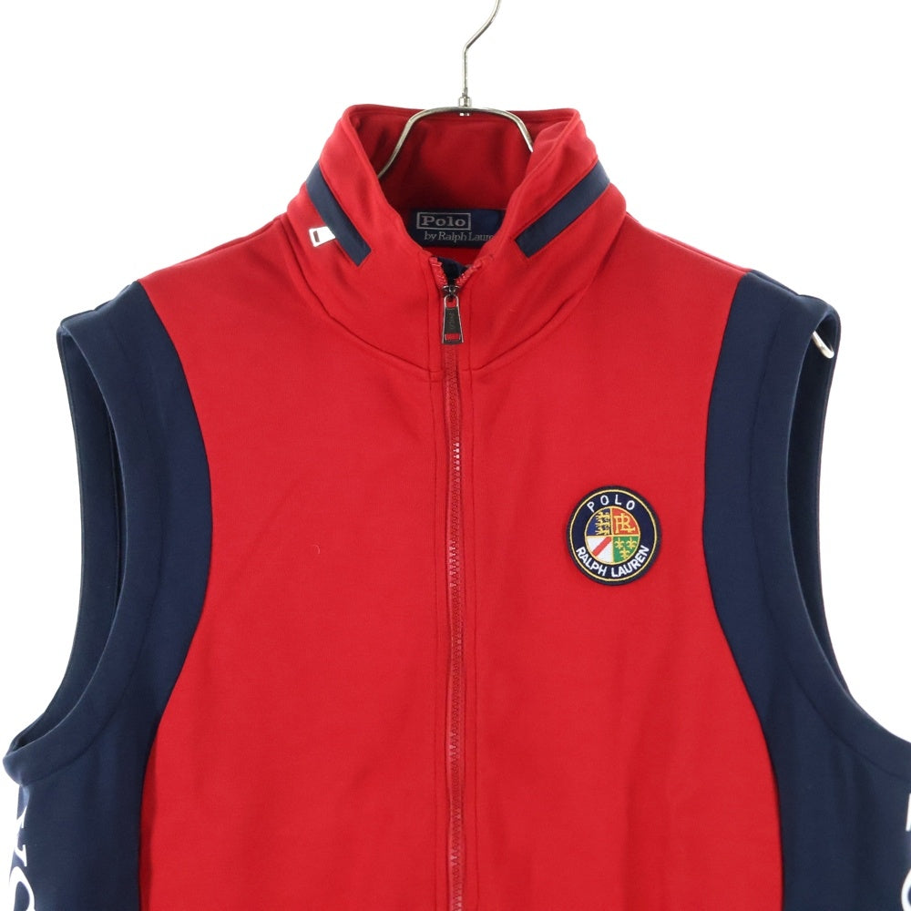 POLO RALPH LAUREN(ポロラルフローレン) 刺繍ロゴ ジップアップ ベスト レッド/ネイビー