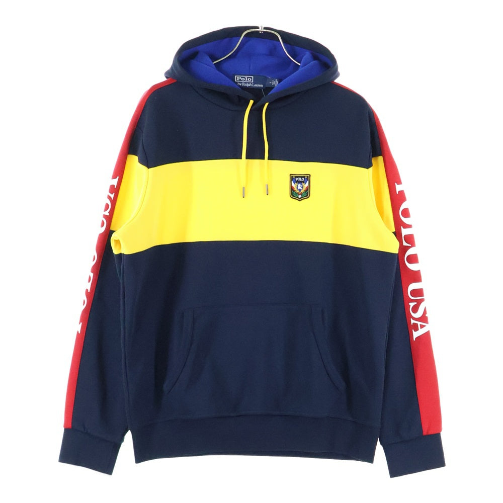 POLO RALPH LAUREN(ポロラルフローレン) 刺繍ロゴ プルオーバーパーカー ネイビー/イエロー