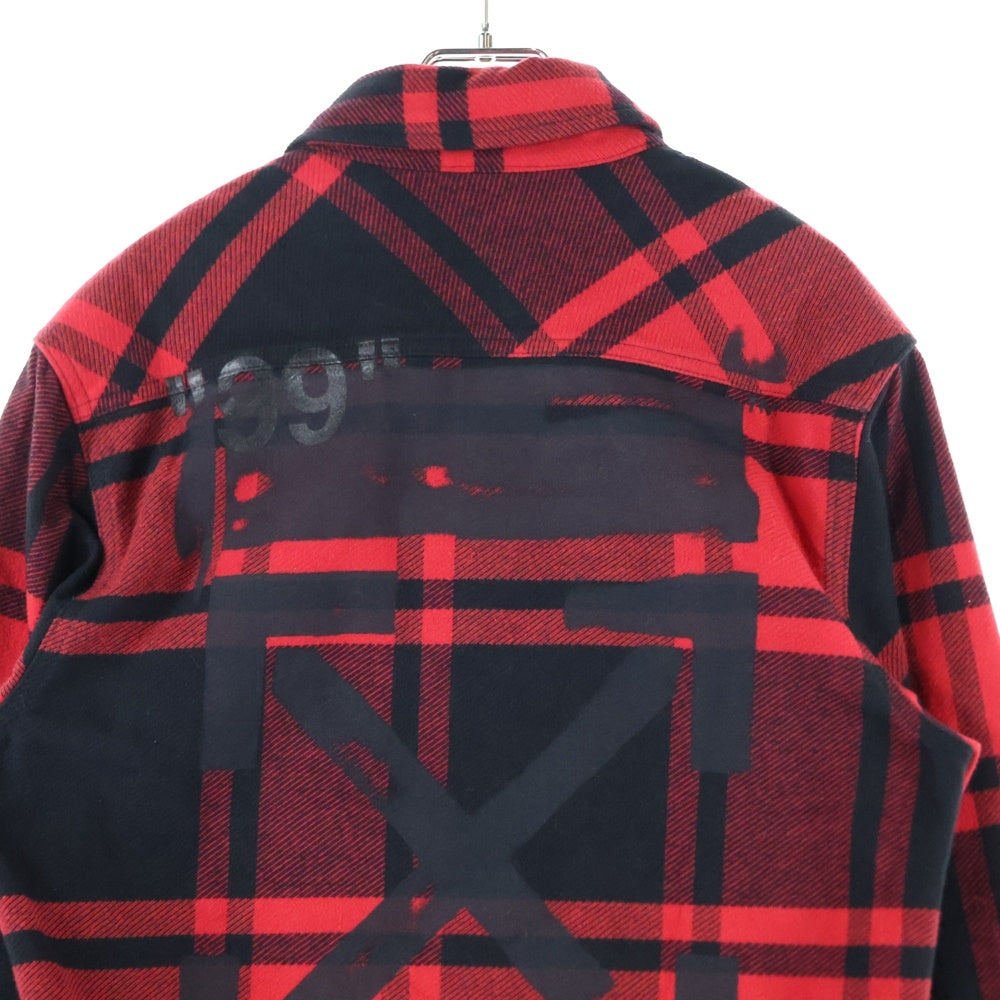 OFF-WHITE(オフホワイト) 19SS STENCIL FLANNEL SHIRT ステンシル フランネル 長袖シャツ レッド OMGA060R19C08015
