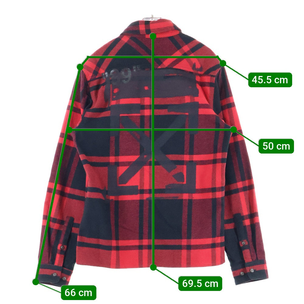 OFF-WHITE(オフホワイト) 19SS STENCIL FLANNEL SHIRT ステンシル フランネル 長袖シャツ レッド OMGA060R19C08015