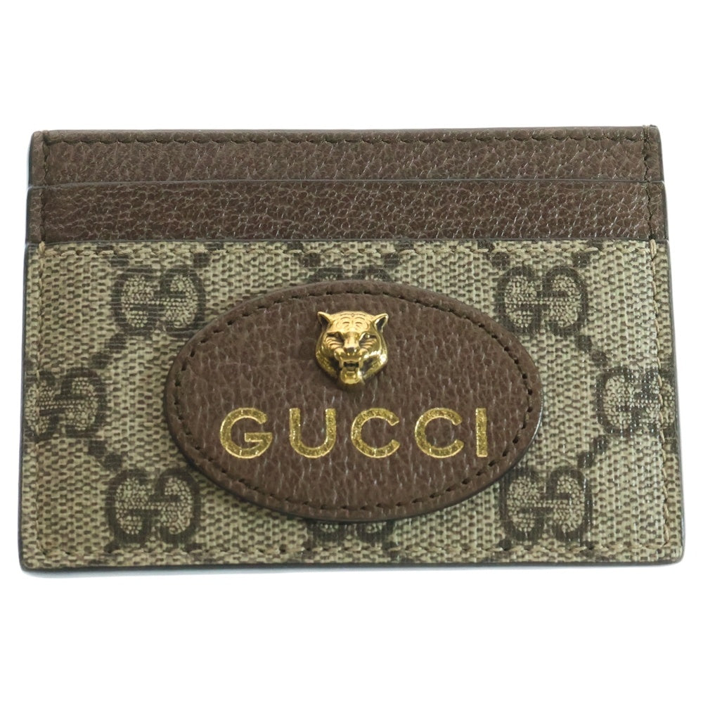 GUCCI(グッチ) タイガーヘッド GGスプリーム PVC カードケース ベージュ 597557