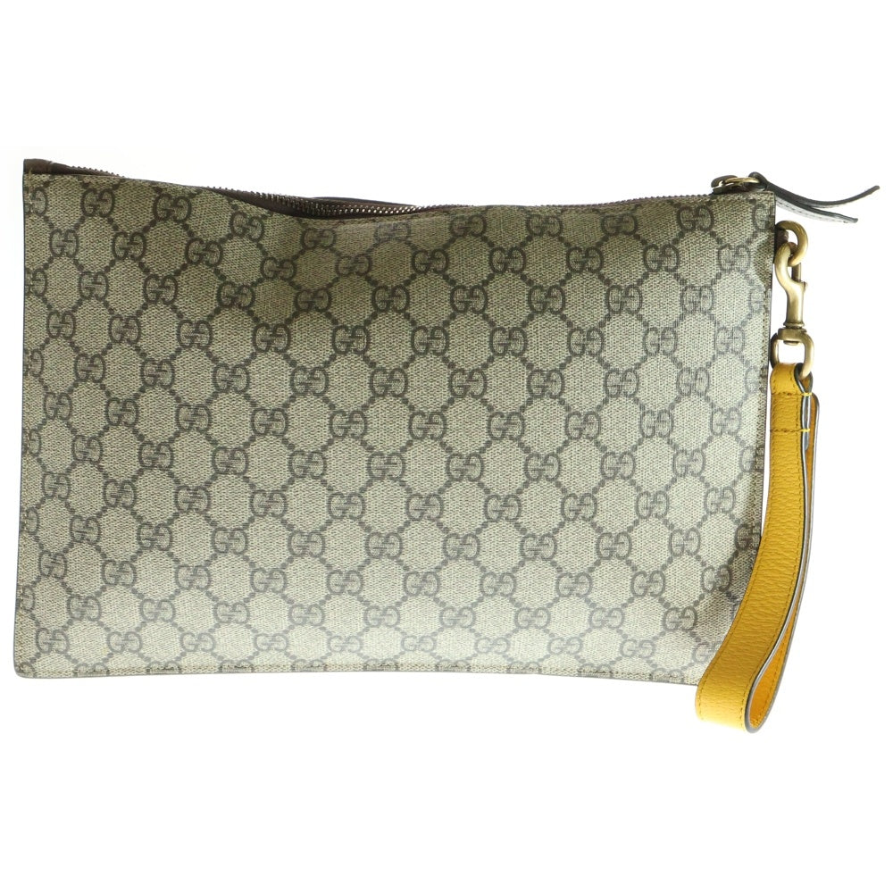 GUCCI(グッチ) タイガーヘッド GGスプリーム PVC クラッチバッグ ベージュ 473956