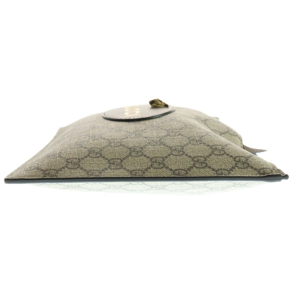 GUCCI(グッチ) タイガーヘッド GGスプリーム PVC クラッチバッグ ベージュ 473956