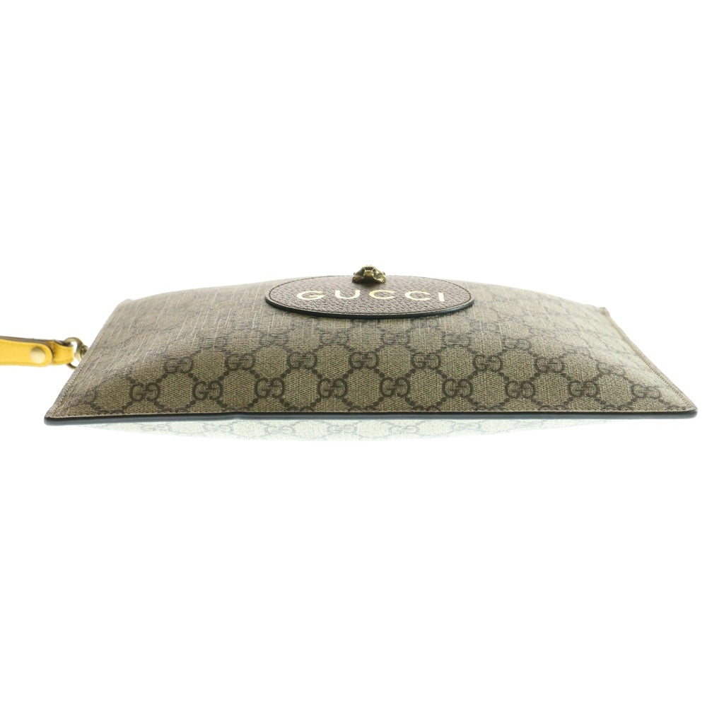 GUCCI(グッチ) タイガーヘッド GGスプリーム PVC クラッチバッグ ベージュ 473956