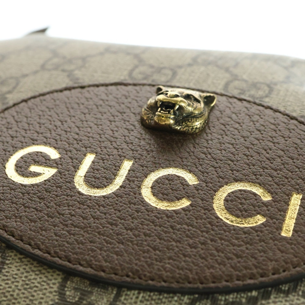 GUCCI(グッチ) タイガーヘッド GGスプリーム PVC クラッチバッグ ベージュ 473956