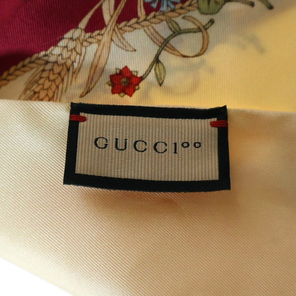 GUCCI(グッチ) 100周年記念 フラワー総柄 シルク ストール ボルドー 692228