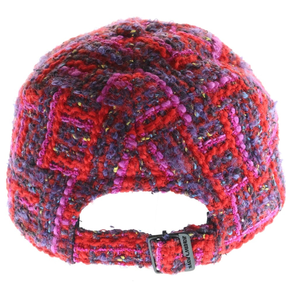 SAINT LAURENT PARIS(サンローランパリ) SLロゴ ツイード レディース ベースボールキャップ レッド 677545 3YI04