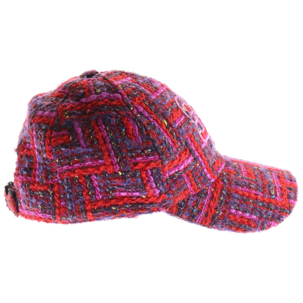 SAINT LAURENT PARIS(サンローランパリ) SLロゴ ツイード レディース ベースボールキャップ レッド 677545 3YI04