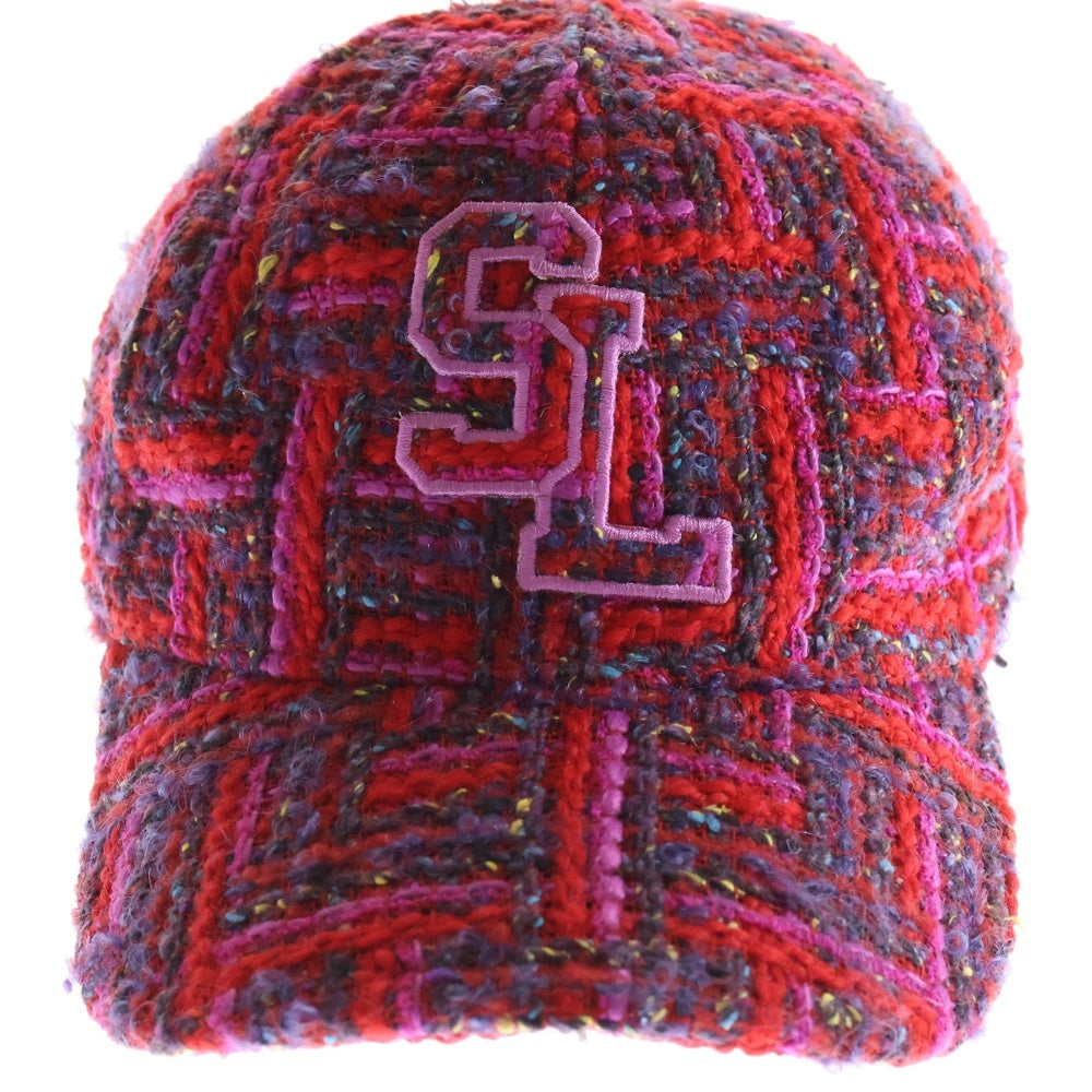 SAINT LAURENT PARIS(サンローランパリ) SLロゴ ツイード レディース ベースボールキャップ レッド 677545 3YI04