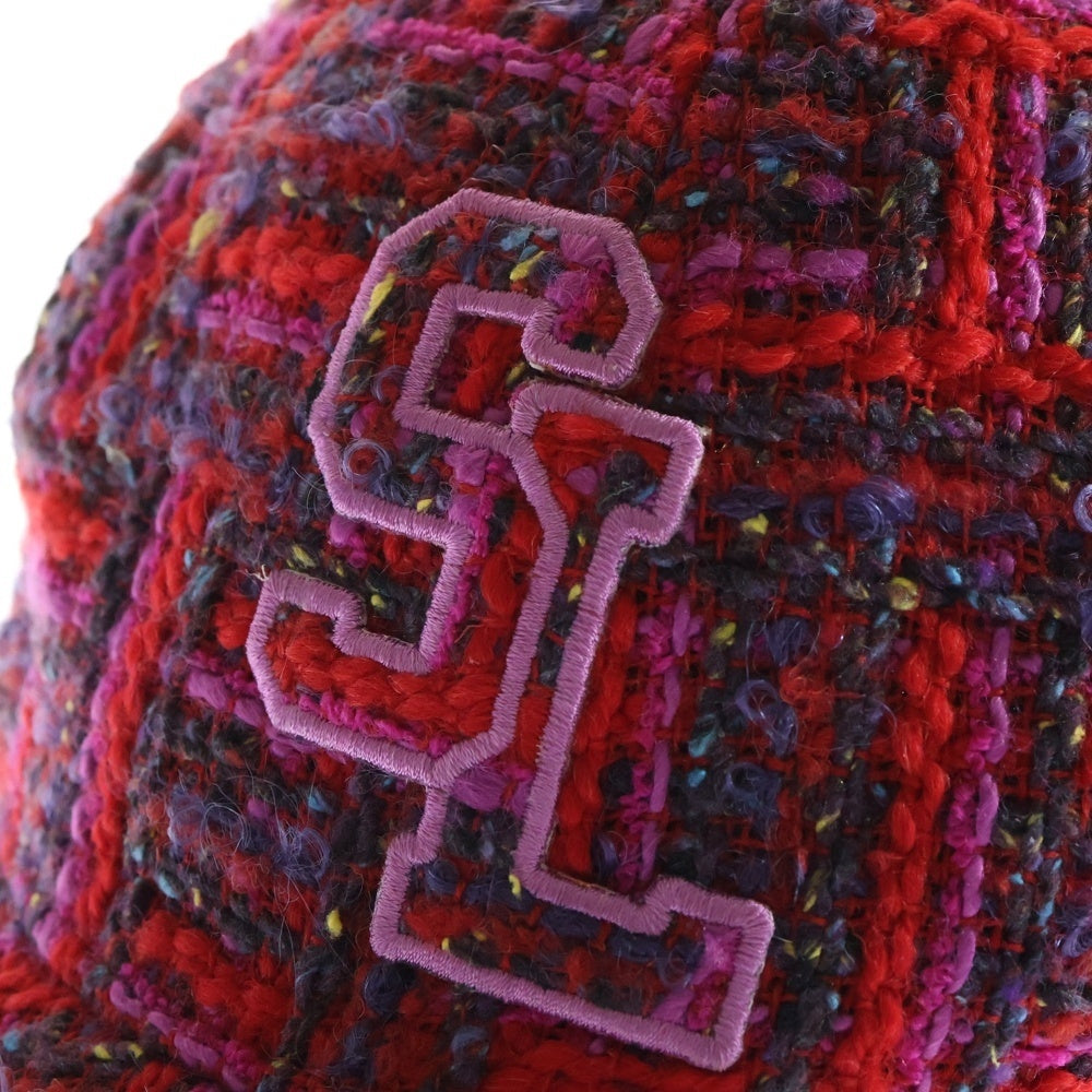 SAINT LAURENT PARIS(サンローランパリ) SLロゴ ツイード レディース ベースボールキャップ レッド 677545 3YI04