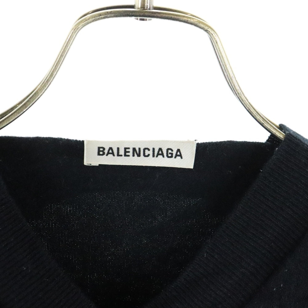BALENCIAGA(バレンシアガ) BBロゴ刺繍 Vネック レディース ニット ワンピース ブラック 583215 TFV61