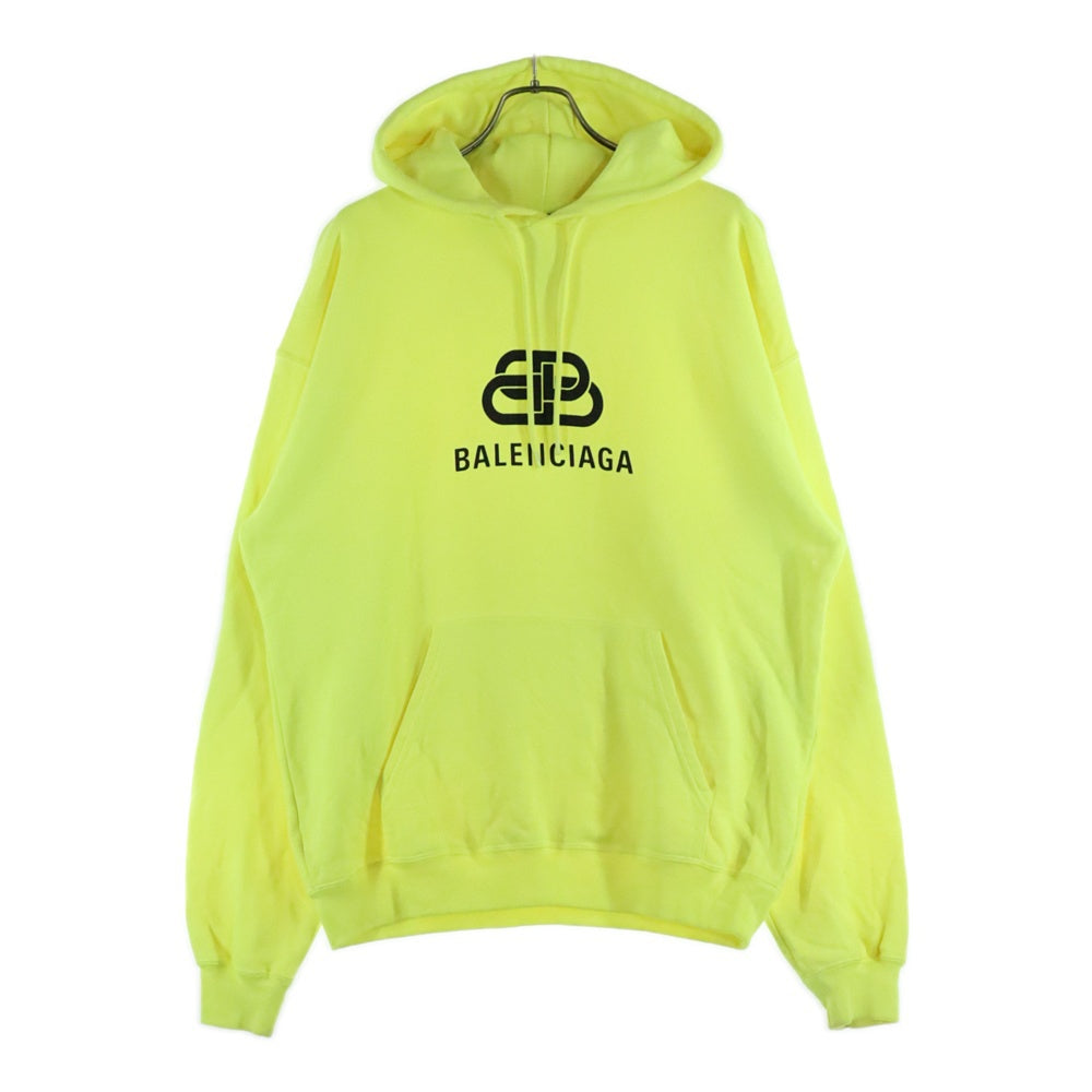BALENCIAGA(バレンシアガ) BBロゴ フロントプリント プルオーバーパーカー イエロー 583215 TFV61